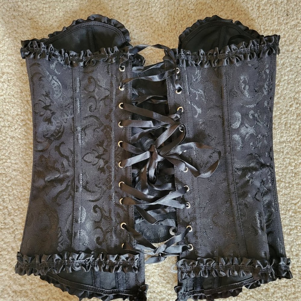 NWOT Black lace up corset valentine cosplay - Picture 4 of 5